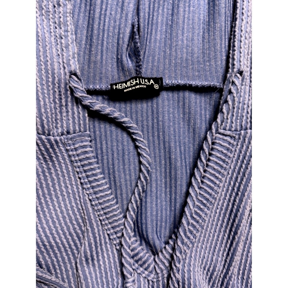 HEIMISH USA Blue Ribbed Knit V Neck Hoodie Tunic Top Plus Size 1XL Gorpcore - Picture 3 of 13